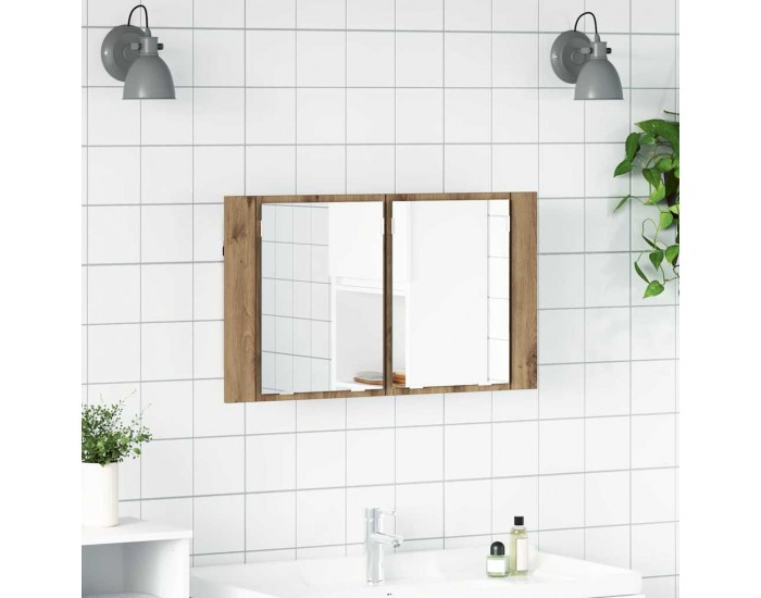 Sonata H Шкаф с огледало за баня Дъб 80 x 12 x 45 см Инженерно дърво