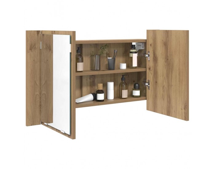 Sonata H Шкаф с огледало за баня Дъб 80 x 12 x 45 см Инженерно дърво