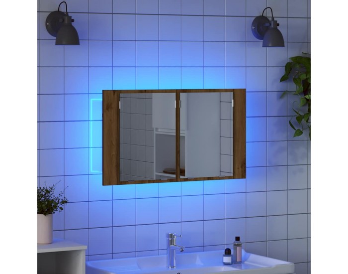 Sonata H Шкаф с огледало за баня Дъб 80 x 12 x 45 см Инженерно дърво