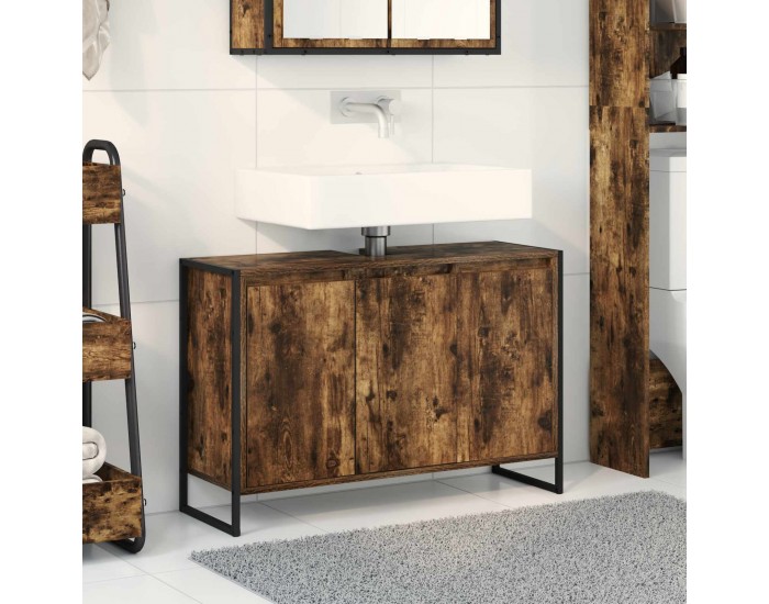 Sonata H Шкаф за баня с врата Димящ дъб 90 x 30 x 60 cm Инженерно дърво