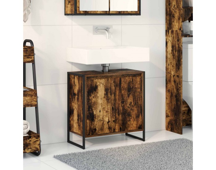 Sonata H Шкаф за баня с врата Димящ дъб 60 x 30 x 60 cm Инженерно дърво