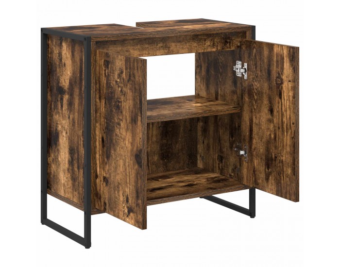 Sonata H Шкаф за баня с врата Димящ дъб 60 x 30 x 60 cm Инженерно дърво