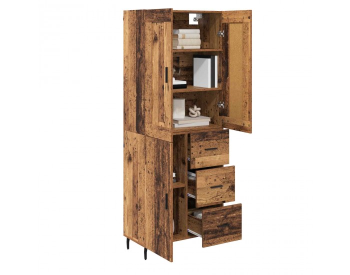 Sonata H Висок шкаф 2 pcs Старо дърво Инженерна дървесина и стъкло