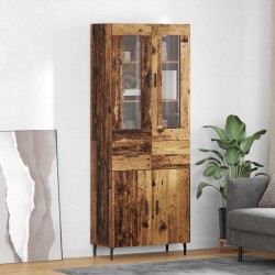 Sonata H Висок шкаф 2 pcs Старо дърво Инженерна дървесина и стъкло - Дневна