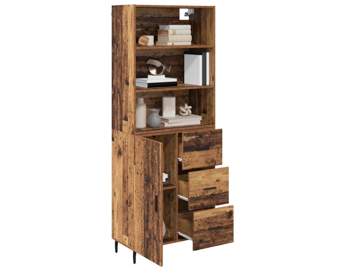 Sonata H Висок шкаф 2 pcs Старо дърво Инженерна дървесина и стъкло