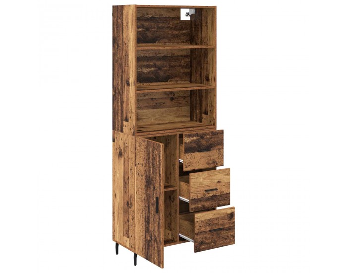 Sonata H Висок шкаф 2 pcs Старо дърво Инженерна дървесина и стъкло