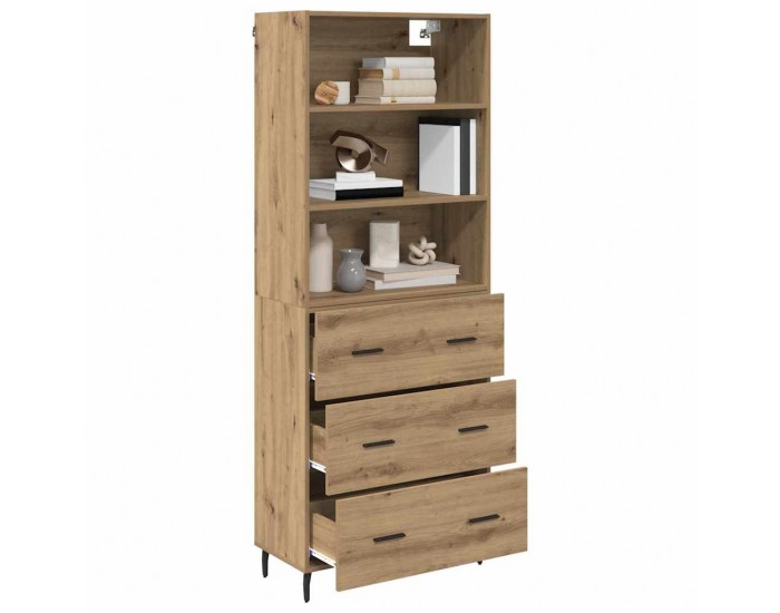 Sonata H Висок шкаф Дъб 69,5 x 34 x 180 см Инженерна дървесина и стъкло