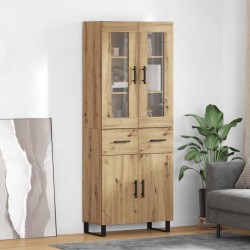 Sonata H Висок шкаф с чекмедже 2 pcs Дъб Инженерна дървесина и стъкло - Дневна