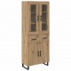 Sonata H Висок шкаф с чекмедже 2 pcs Дъб Инженерна дървесина и стъкло