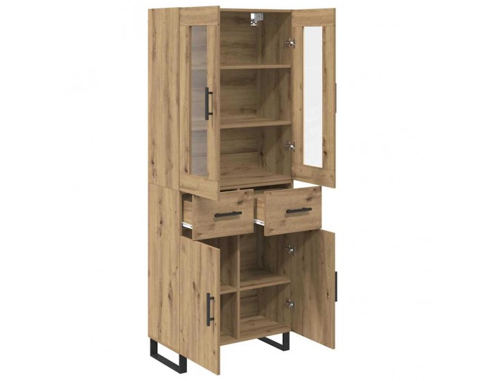 Sonata H Висок шкаф с чекмедже 2 pcs Дъб Инженерна дървесина и стъкло