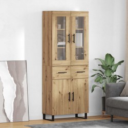 Sonata H Висок шкаф 2 pcs Дъб Инженерна дървесина и стъкло - Шкафове, Витрини, Модулни секции