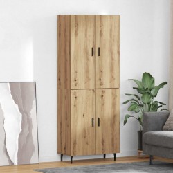 Sonata H Висок шкаф Дъб 69,5 x 34 x 180 см Инженерна дървесина и стъкло - Дневна