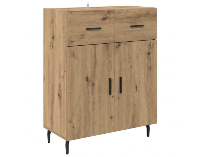 Sonata H Висок шкаф Дъб 69,5 x 34 x 180 см Инженерна дървесина и стъкло