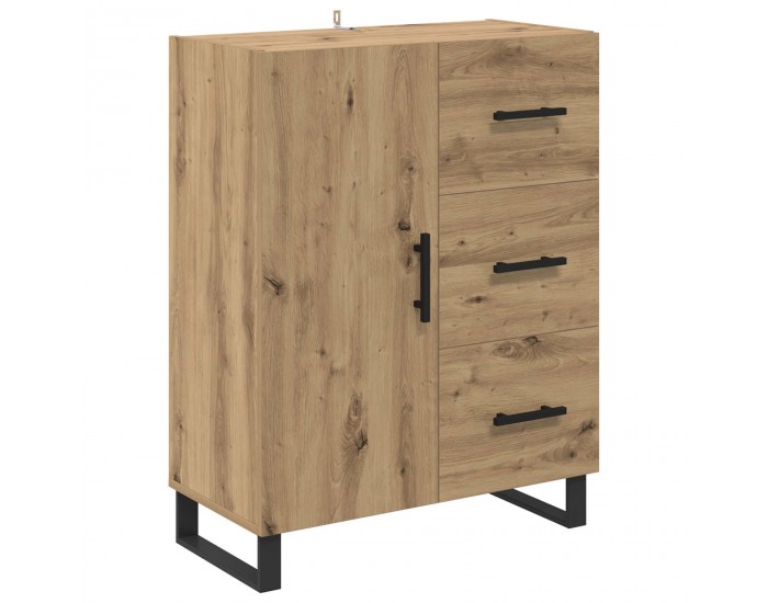 Sonata H Висок шкаф с чекмедже 2 pcs Дъб Инженерна дървесина и стъкло