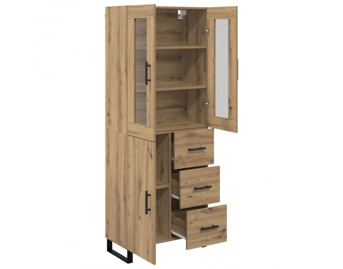 Sonata H Висок шкаф с чекмедже 2 pcs Дъб Инженерна дървесина и стъкло