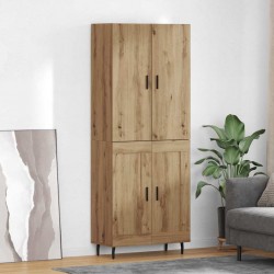 Sonata H Висок шкаф Дъб 69,5 x 34 x 180 см Инженерна дървесина и стъкло - Дневна