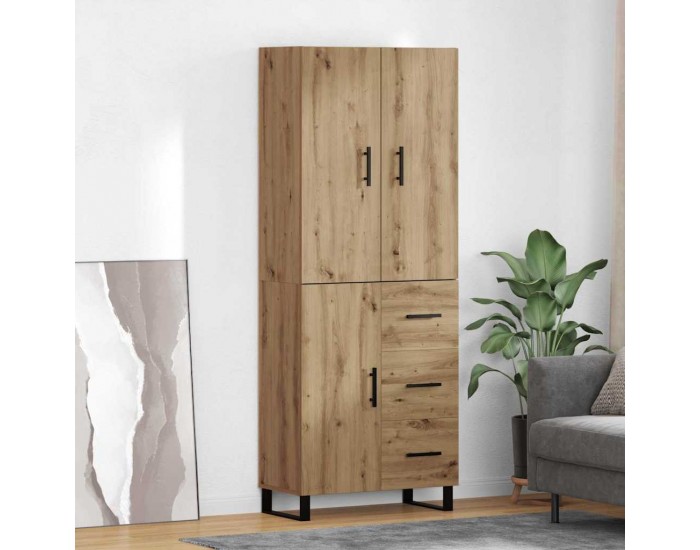 Sonata H Висок шкаф с чекмедже 2 pcs Дъб Инженерна дървесина и стъкло