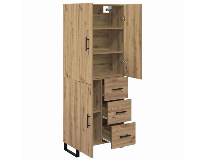 Sonata H Висок шкаф с чекмедже 2 pcs Дъб Инженерна дървесина и стъкло