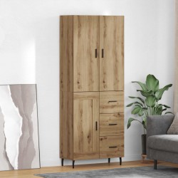 Sonata H Висок шкаф Дъб 69,5 x 34 x 180 см Инженерна дървесина и стъкло - Дневна