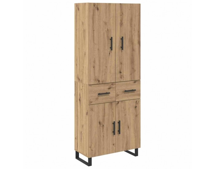 Sonata H Висок шкаф с чекмедже 2 pcs Дъб Инженерна дървесина и стъкло