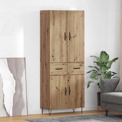 Sonata H Висок шкаф с чекмедже 2 pcs Дъб Инженерна дървесина и стъкло - Дневна