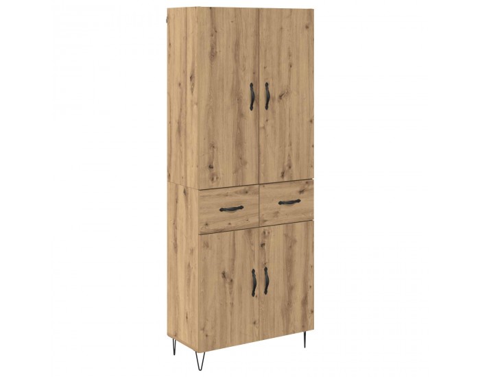 Sonata H Висок шкаф с чекмедже 2 pcs Дъб Инженерна дървесина и стъкло