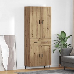Sonata H Висок шкаф Дъб 69,5 x 34 x 180 см Инженерна дървесина и стъкло - Дневна
