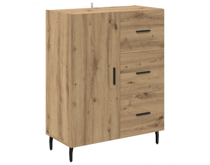Sonata H Висок шкаф с чекмедже 2 pcs Дъб Инженерна дървесина и стъкло
