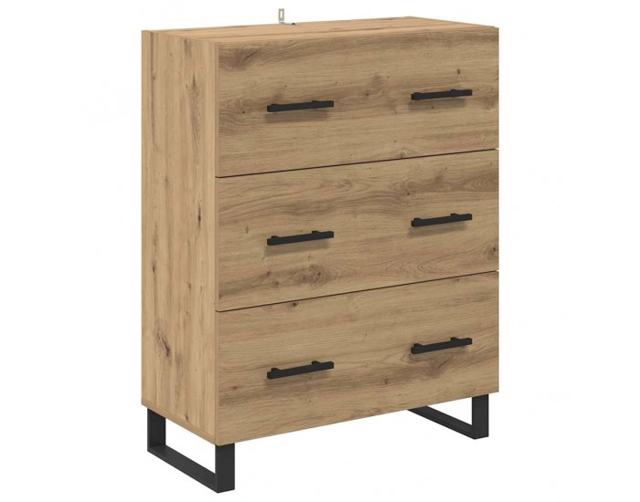 Sonata H Висок шкаф с чекмедже 2 pcs Дъб Инженерна дървесина и стъкло