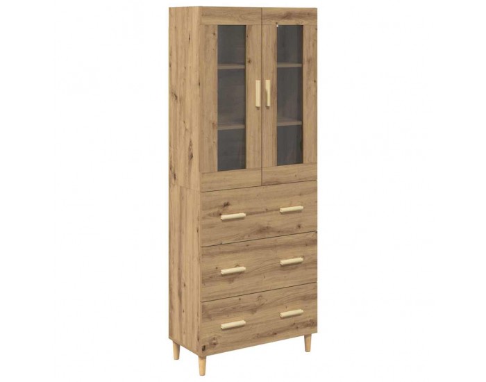 Sonata H Висок шкаф Дъб 69,5 x 34 x 180 см Инженерна дървесина и стъкло