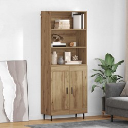 Sonata H Висок шкаф Дъб 69,5 x 34 x 180 см Инженерна дървесина и стъкло - Дневна