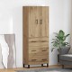 Sonata H Висок шкаф с чекмедже 2 pcs Дъб Инженерна дървесина и стъкло