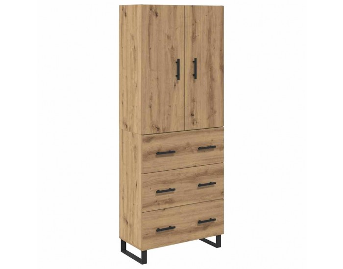 Sonata H Висок шкаф с чекмедже 2 pcs Дъб Инженерна дървесина и стъкло