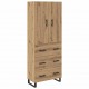 Sonata H Висок шкаф с чекмедже 2 pcs Дъб Инженерна дървесина и стъкло
