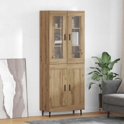 Sonata H Висок шкаф 2 pcs Дъб Инженерна дървесина и стъкло - Шкафове, Витрини, Модулни секции
