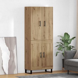 Sonata H Висок шкаф 2 pcs Дъб Инженерна дървесина и стъкло - Шкафове, Витрини, Модулни секции