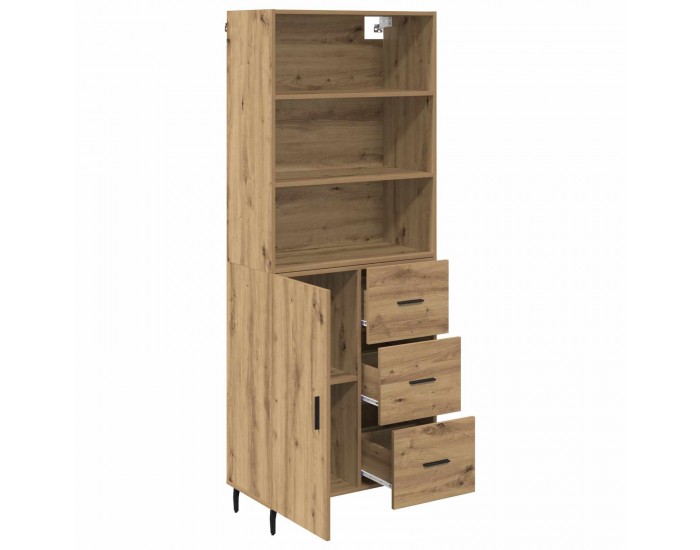 Sonata H Висок шкаф Дъб 69,5 x 34 x 180 см Инженерна дървесина и стъкло