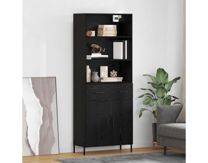 Sonata H Висок шкаф Черен дъб 69,5 x 34 x 180 см Инженерно дърво