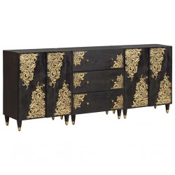 Sonata H Комплект шкафове за баня с рафт 3 pcs Черно 180 x 33 x 75 см - Гардероби