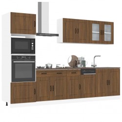 Sonata H Комплект кухненски шкафове, 7 части, Kalmar, кафяв дъб, инженерна дървесина - Модулни кухни