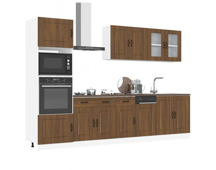 Sonata H Комплект кухненски шкафове, 7 части, Kalmar, кафяв дъб, инженерна дървесина