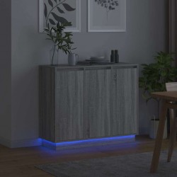 Sonata H LED конзолна маса Сив Сонома 90 х 32 х 75 см Инженерно дърво - Шкафове, Витрини, Модулни секции