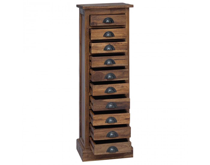 Sonata H Плика с чекмедже Кафяво 35,5 х 30 х 100 см Солидно тиково дърво