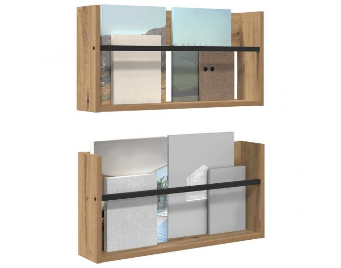 Sonata H Етажерка за списания 2 pcs Дъб 60 x 12 x 30 см Инженерно дърво