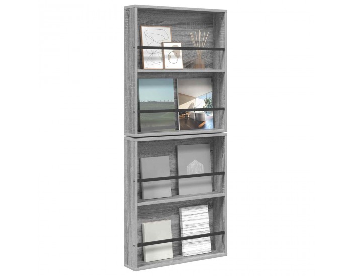 Sonata H Етажерка за списания с рафт 2 pcs Сив Сонома 60 x 12 x 70 см