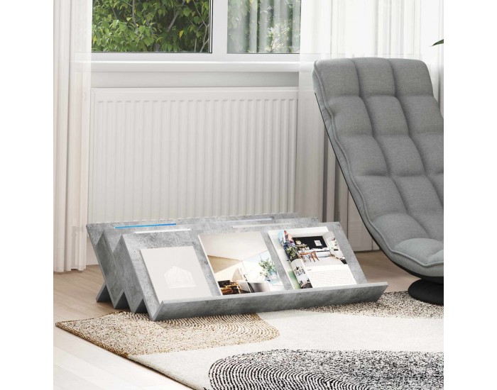 Sonata H Етажерка за списания с рафт Бетоново сиво 90 x 53 x 28,5 см
