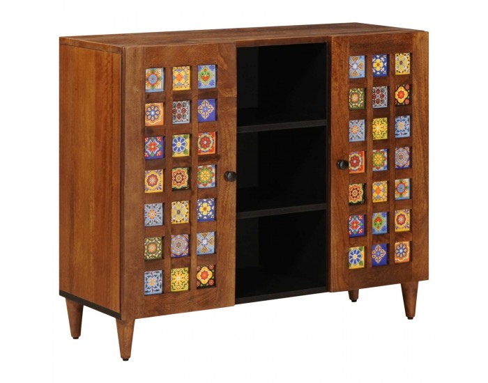 Sonata H Служебен шкаф Орех 90 x 33,5 x 75 см Солидно мангово дърво