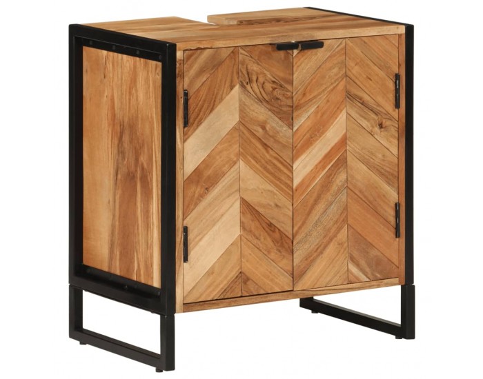 Sonata H Комплект мебели за баня, 3 части, желязо и масивна акация