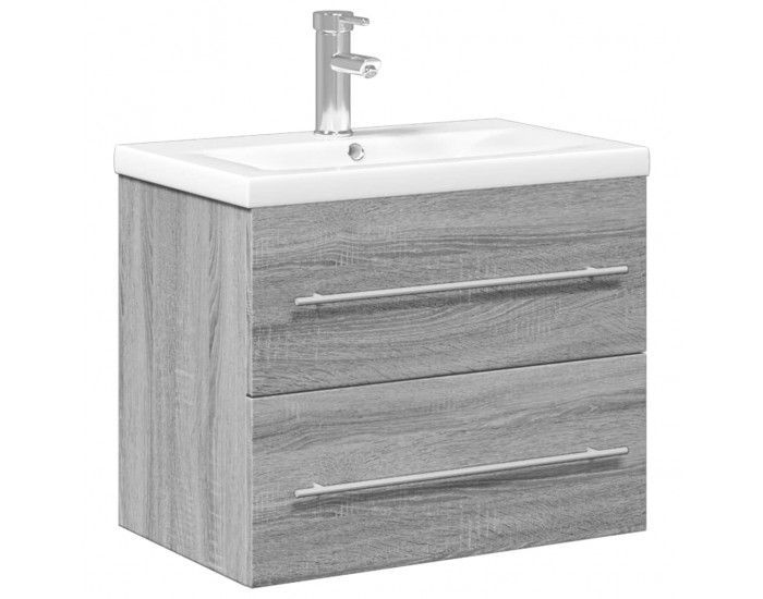 Sonata H Шкаф за мивка за баня с вградена мивка, сив сонома