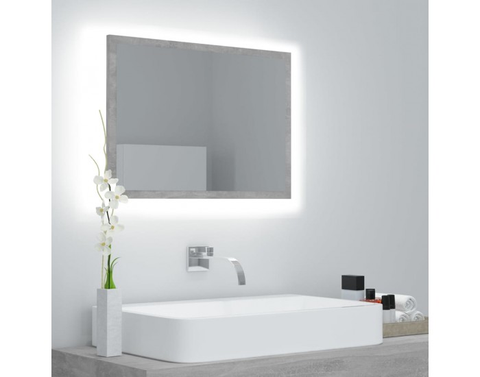 Sonata H LED огледало за баня, бетонно сиво, 60x8,5x37 см, акрил